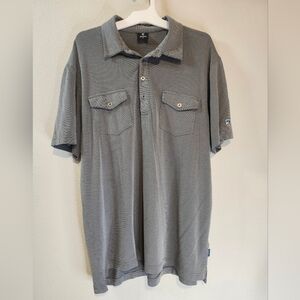 Kuhl Men's Gray Icelander Hexagon Design Double Pocket Modal Polo Size Med